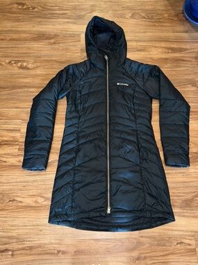 Columbia Karis Gale Full Length Hooded Jacket Black Small EUC